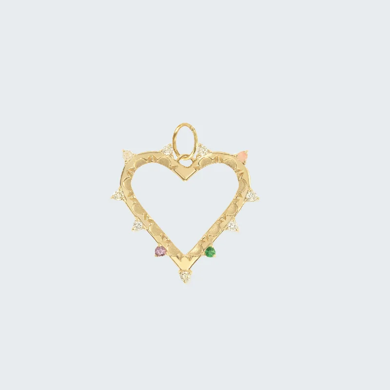 boho macrame bead anklet Small Open Heart Medallion "Love"
