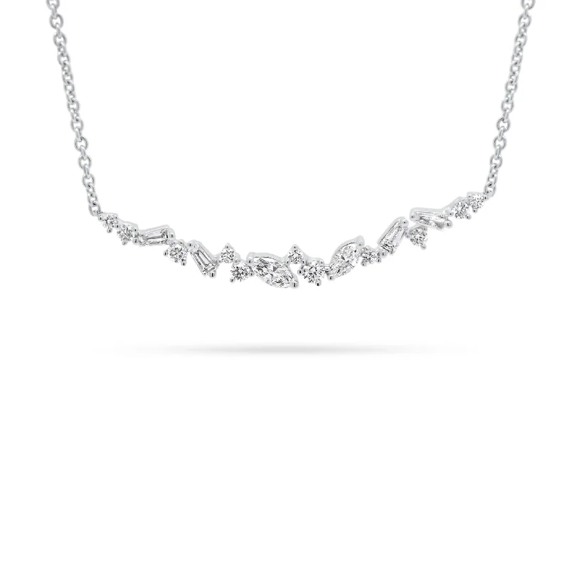 silver infinity knot ring Mixed Cut Diamond Bar Necklace