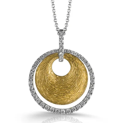 handmade wooden bead necklace Pendant Necklace in 18k Gold with Diamonds
