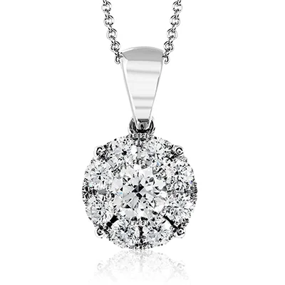 vintage rose-cut diamond ring Pendant Necklace in 18k Gold with Diamonds