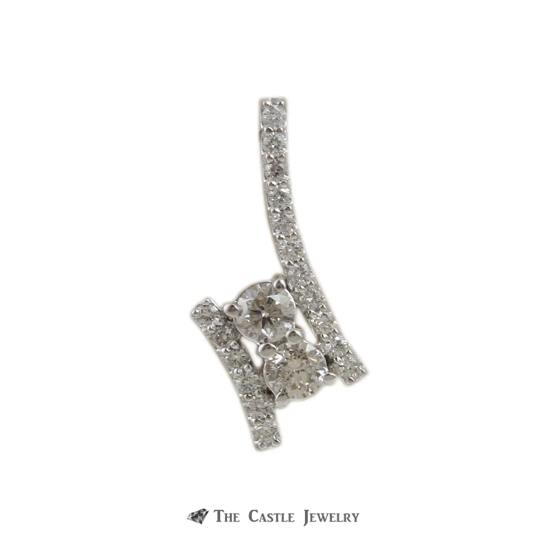 infinity loop ring rose gold My Love My Best Friend 2 Round 1.00cttw Diamond Pendant in 14K White Gold