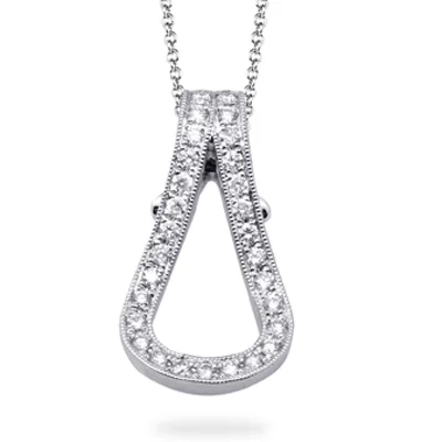 bezel set engagement ring modern Buckle Pendant Necklace in 18k Gold with Diamonds