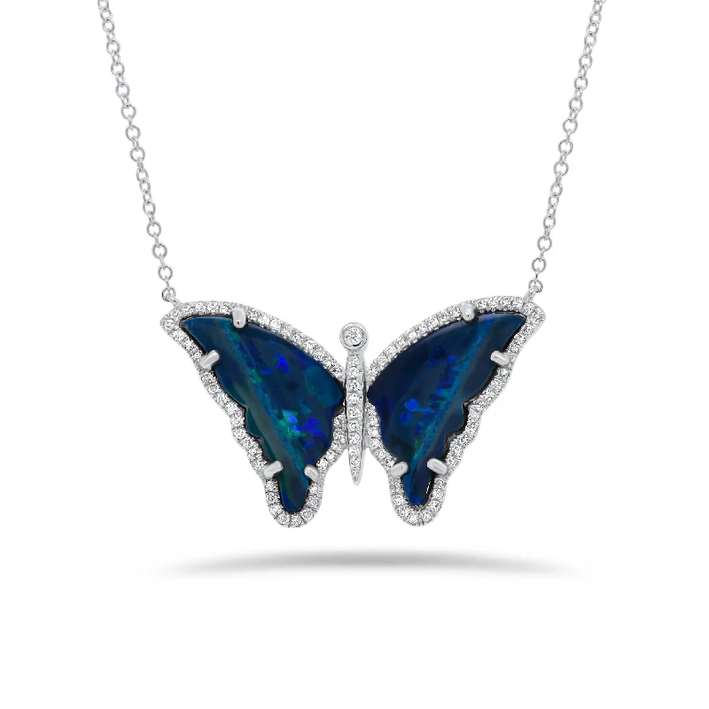 unique emerald green ring Opal & Diamond Butterfly Necklace