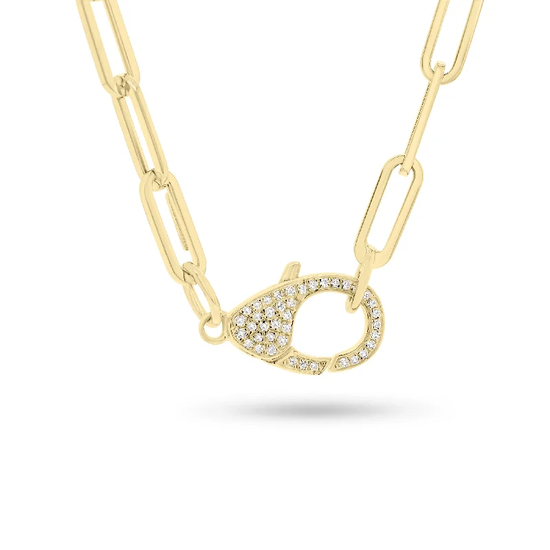 diamond halo stud earrings Pave Diamond Oversized Clasp Pendant Necklace
