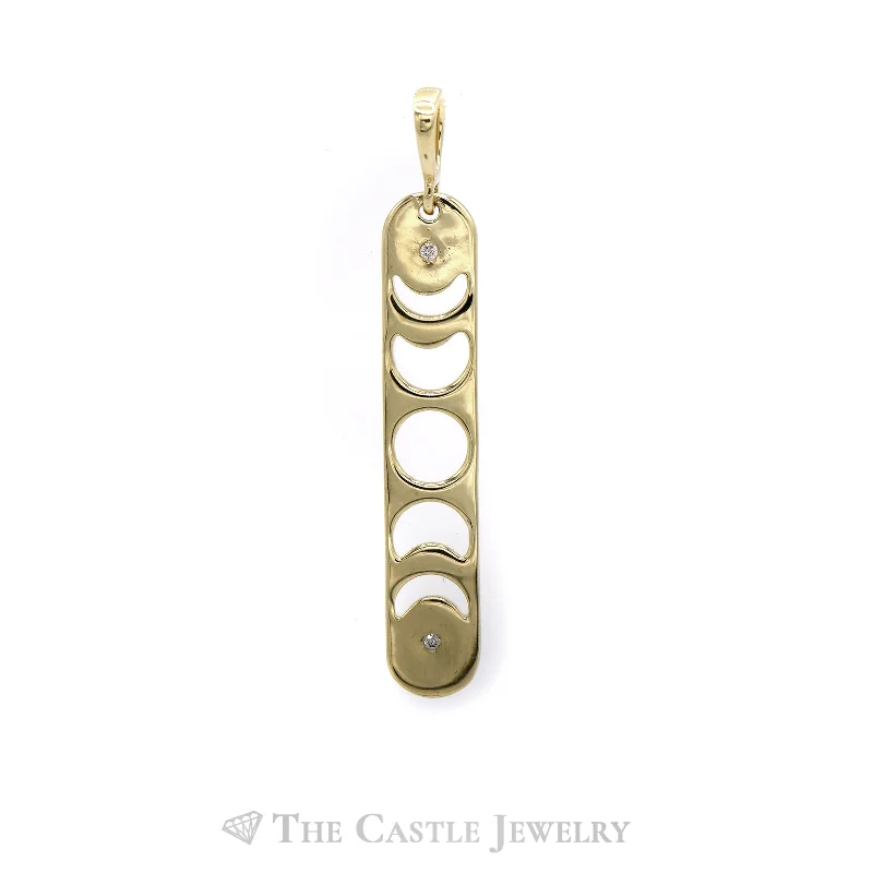 oval cut engagement ring platinum "Moon & Back" Phases of The Moon Pendant with Diamond Accents in 14k