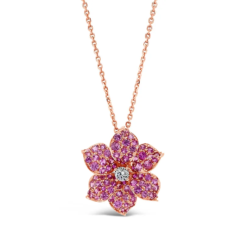 white topaz stacking rings Pink Sapphire Flower Pendant