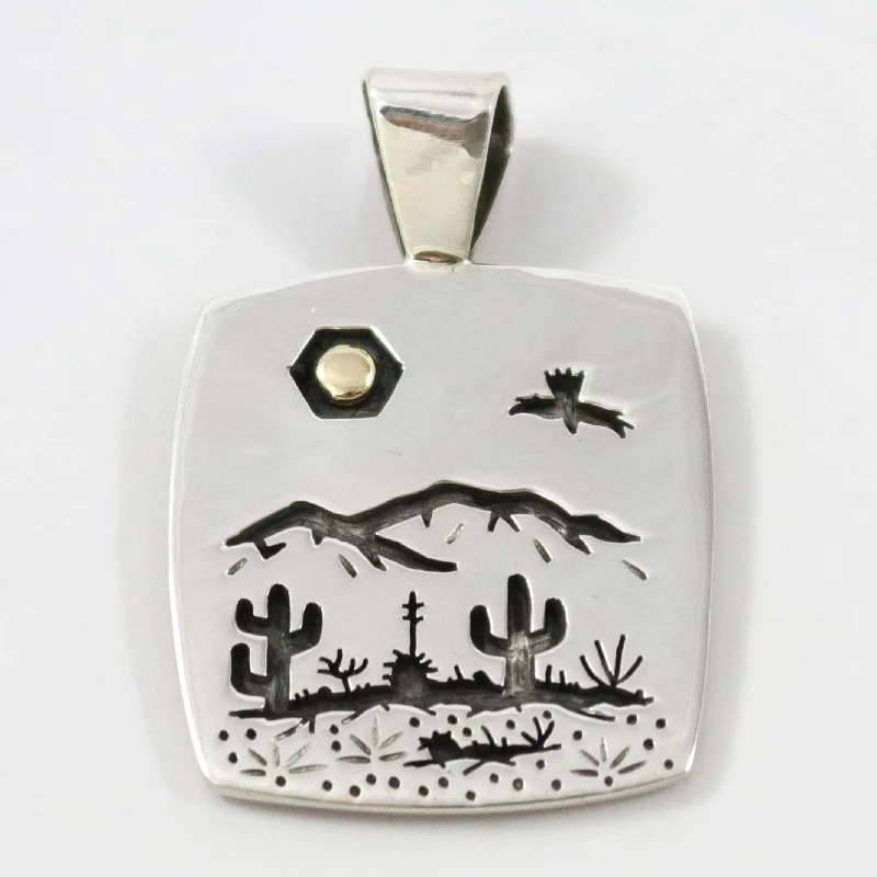 personalized gemstone pendant necklace Reversible Desert Scene Pendant