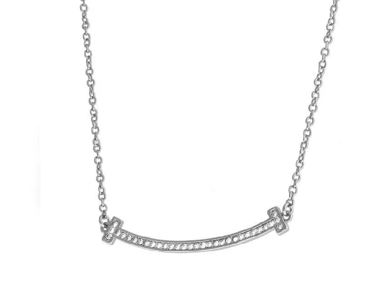 crystal drop earrings elegant Rhodium Plated Cubic Zirconia Bar Necklace 16 inches