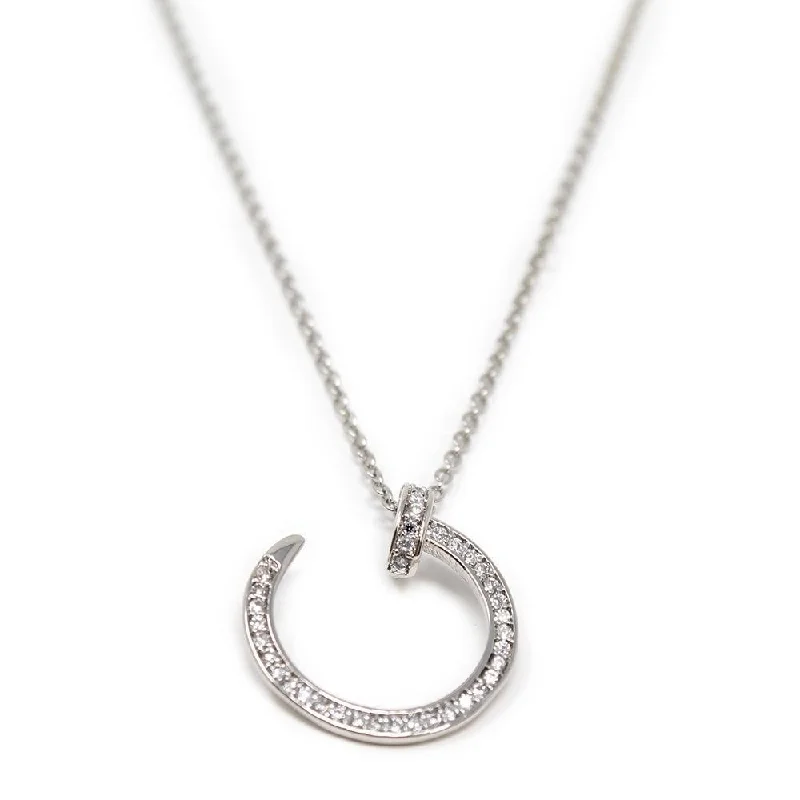 unique promise ring for girlfriend Rhodium Plated Necklace with Cubic Zirconia Nail Pendant