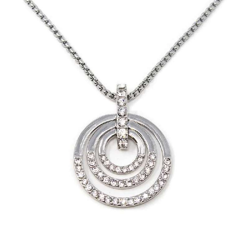 minimalist gold square earrings Rhodium Plated Necklace with Pave Open Circle Pendant