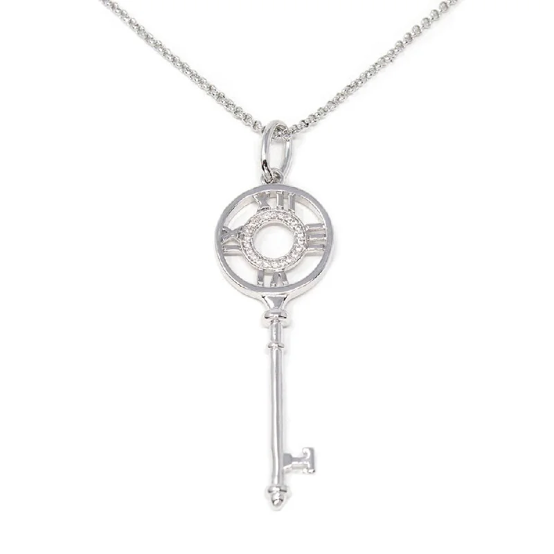 chunky gold chain necklace Roman Number Key Pendant Neck Rhodium Pl