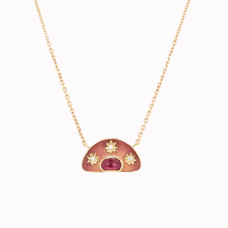 rose gold initial pendant necklace Ruby Stargaze Enamel Diamond Necklace