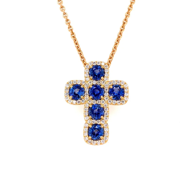 vintage gold engagement ring SAPPHIRE AND DIAMOND CROSS PENDANT