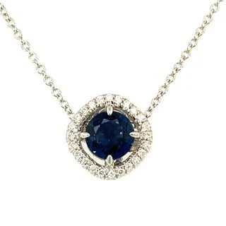 handcrafted beaded bracelet boho SAPPHIRE AND DIAMOND HALO NECKLACE