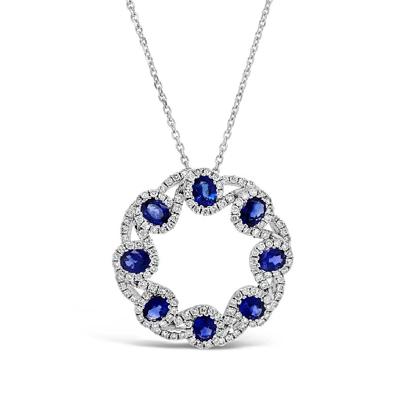 custom zodiac sign ring Sapphire & Diamond Woven Circle Pendant