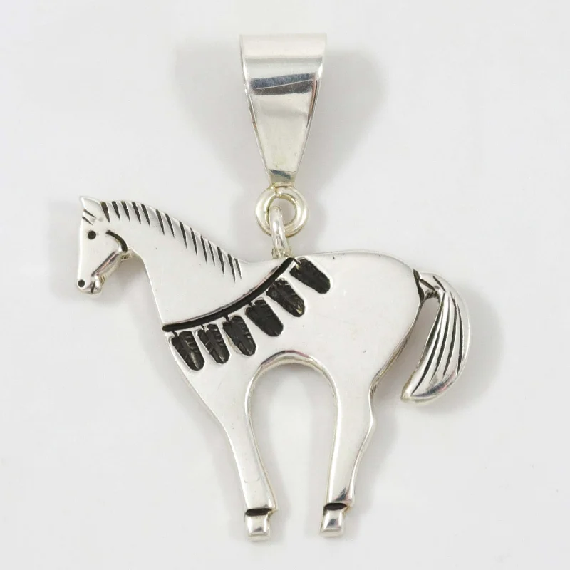 rose gold feather earrings Silver Horse Pendant