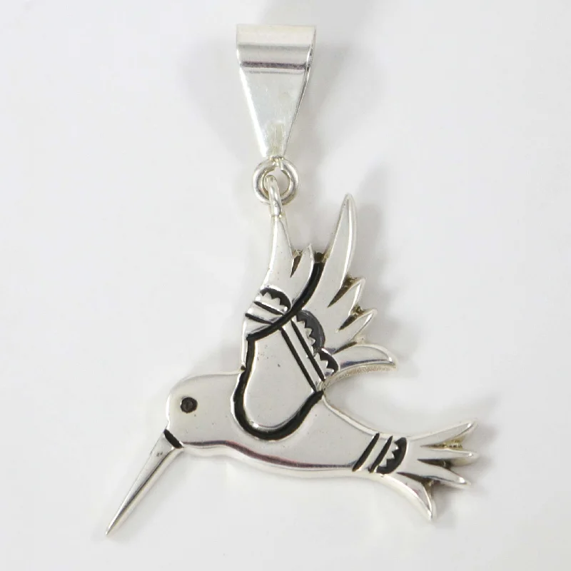 custom engraved wedding band Silver Hummingbird Pendant