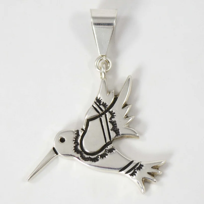 handcrafted gemstone drop earrings Silver Hummingbird Pendant