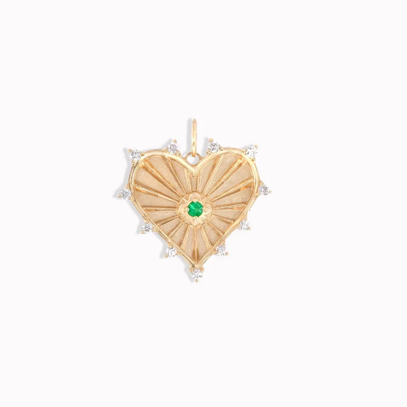 celestial orbit ring set Small Radiant Heart Birthstone Medallion