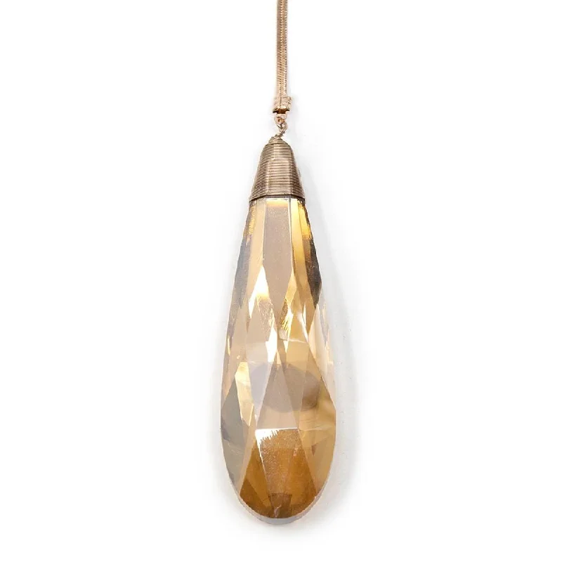 boho gold leaf ring Snake Chain Long Necklace Teardrop Pendant Rose Gold Tone
