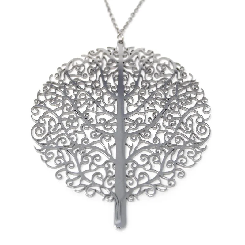 unique diamond eternity band Stainless Steel Filigree Tree Of Life Neck