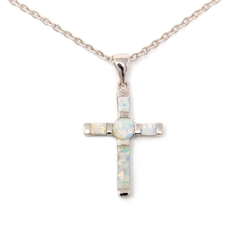 silver arrow pendant necklace Necklace Opal Cross Pendant Rose Gold Plated