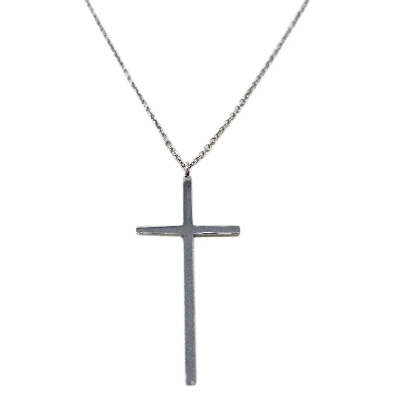 classic diamond solitaire earrings Stainless Steel Necklace with Cross Pendant