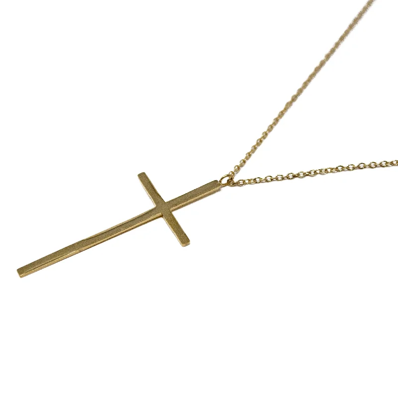 cute cat charm bracelet Stainless Steel Necklace with Cross Pendant Gold Plated