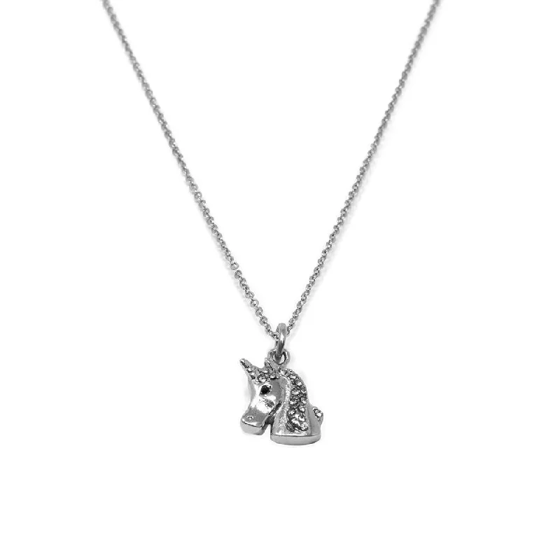hypoallergenic earrings for sensitive ears Stainless Steel Pave Unicorn Necklace