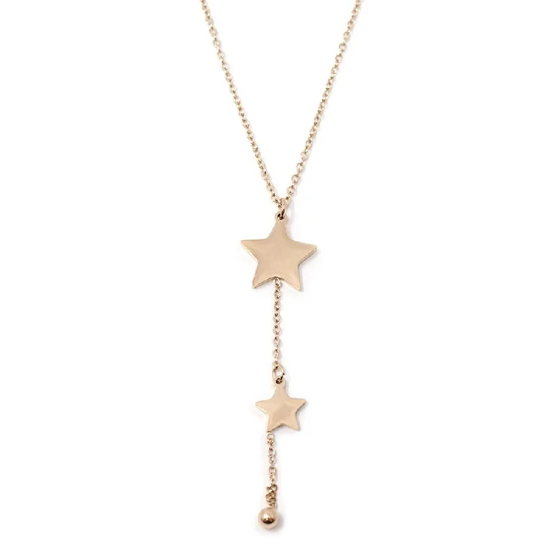 statement silver feather earrings Stainless Steel Stars Pendant Necklace Rose Gold Plated