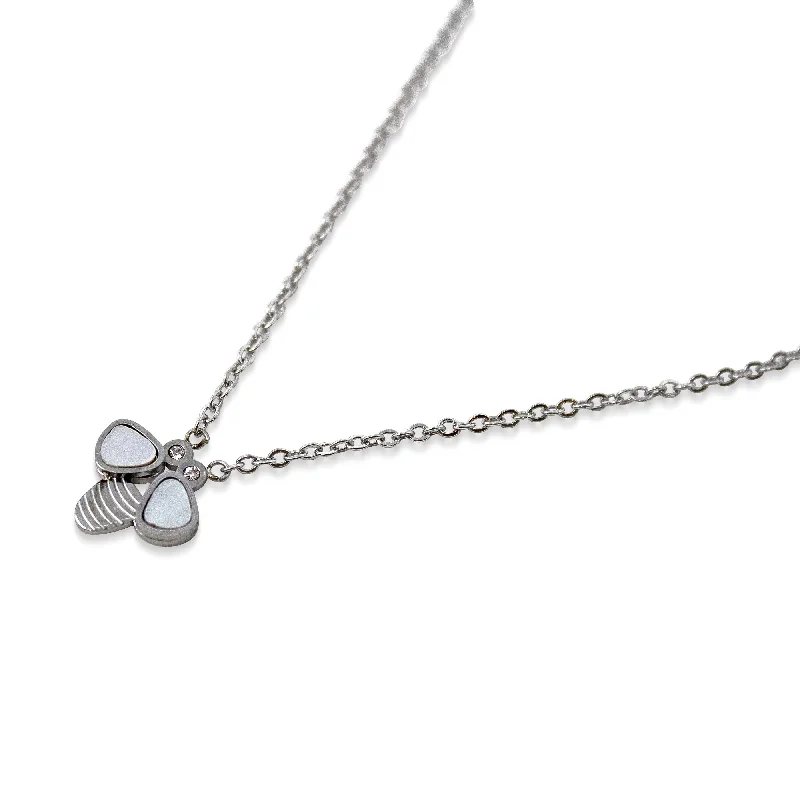 minimalist cubic zirconia earrings Stainless St MOP Bee Pendant Necklace