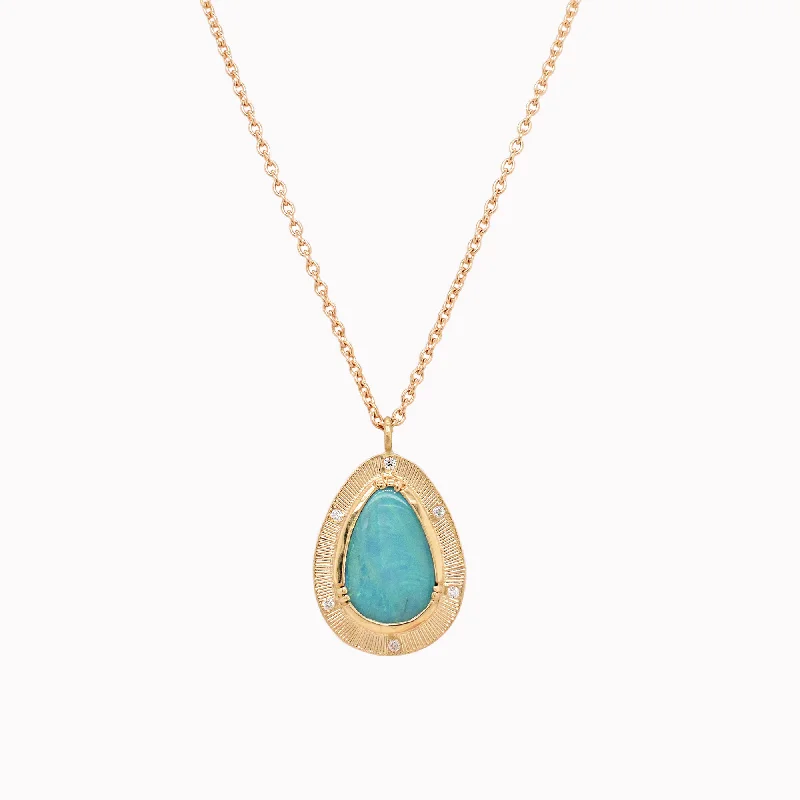 handmade wire-wrapped gemstone ring Starlight Teardrop Australian Opal Pendant Necklace