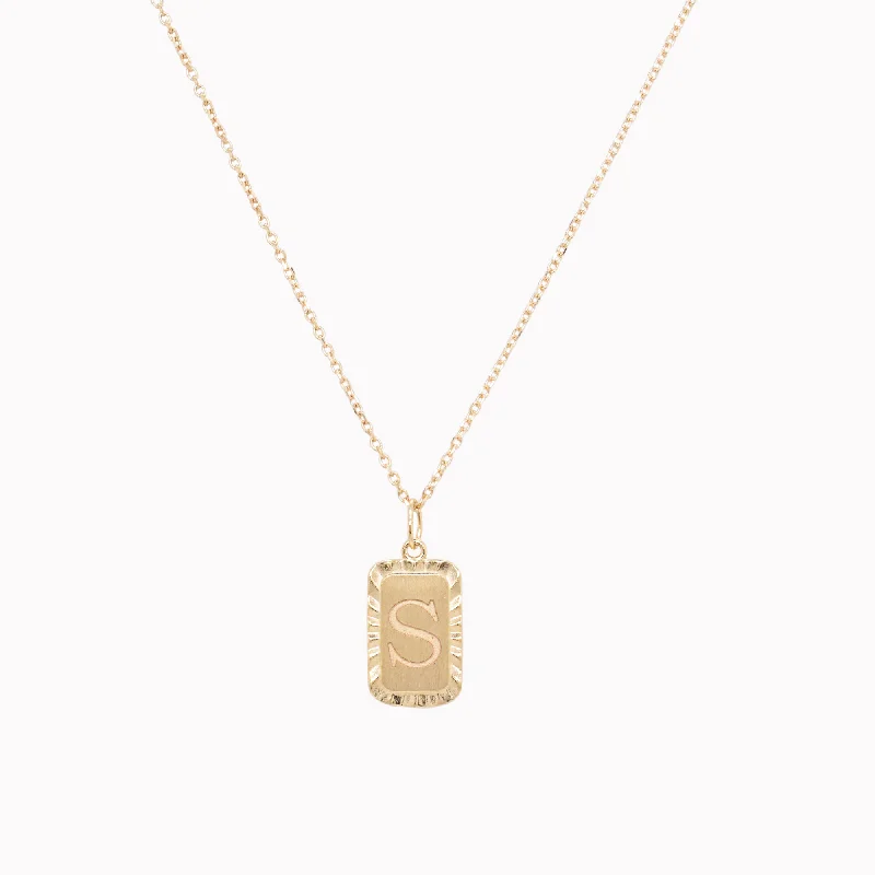 dainty lotus flower ring Sunburst Engravable "S" Pendant Necklace
