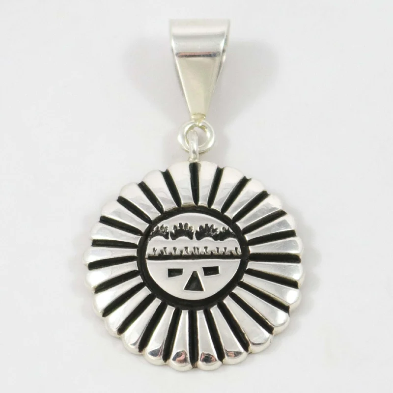 modern geometric gold ring Sunface Pendant