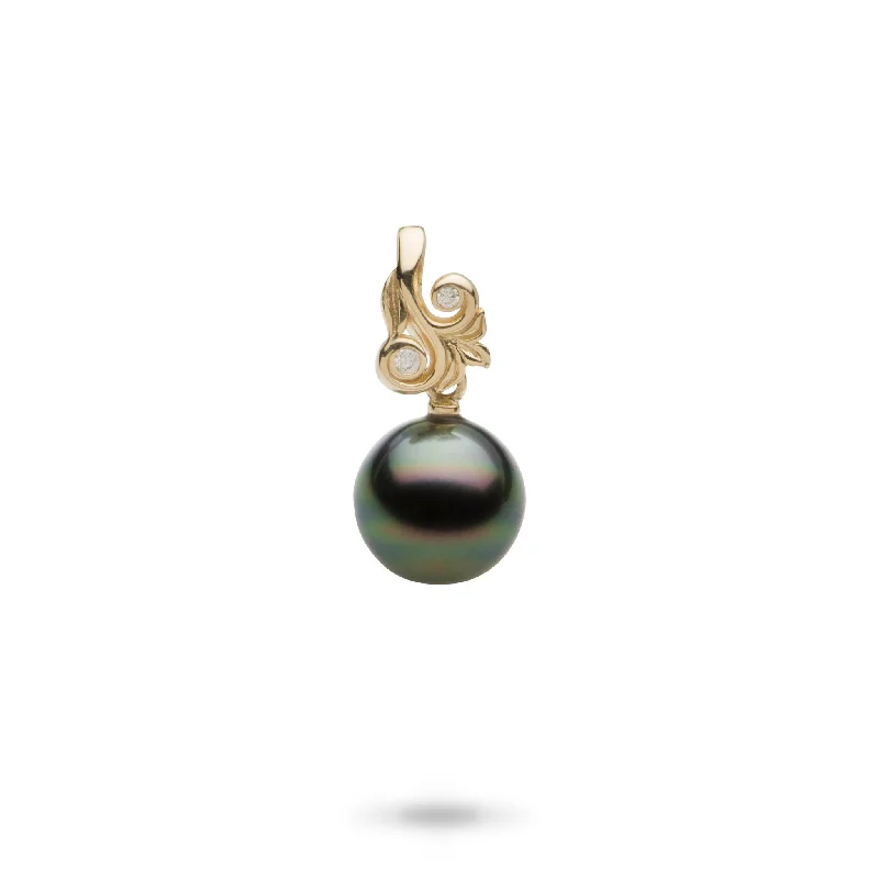 raw amethyst ring silver Living Heirloom Tahitian Black Pearl Pendant in Gold with Diamonds - 10-12mm