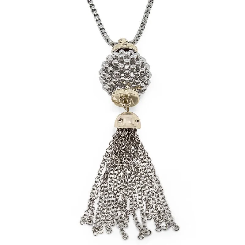 ethical lab-grown diamond ring Two Tone Open Ball Tassel Pendant Necklace