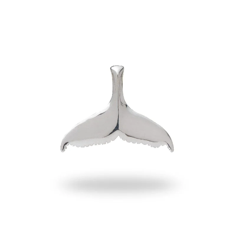 men’s hammered titanium ring Whale Tail Pendant in White Gold - 35mm