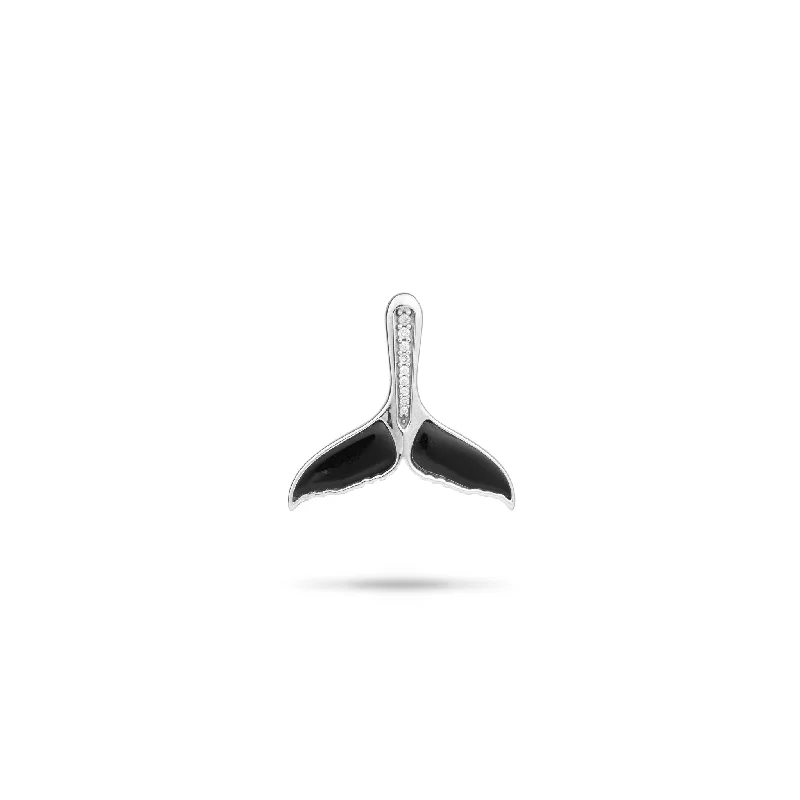 sterling silver infinity loop ring Sealife Whale Tail Black Coral Pendant in White Gold with Diamonds - 22mm