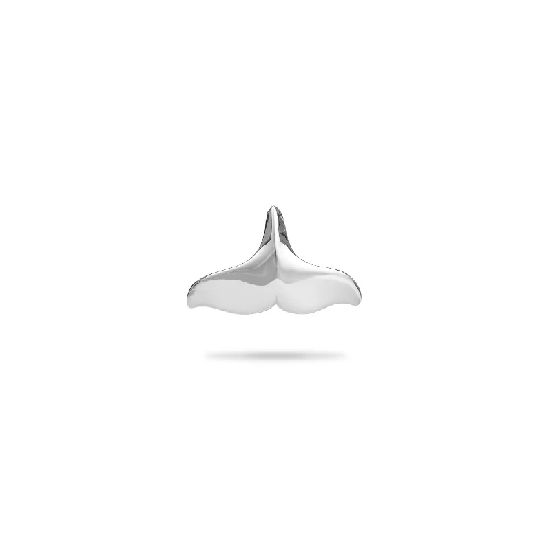 twisted rope gold chain Whale Tail Pendant in White Gold - 16mm