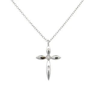 hypoallergenic earrings for sensitive ears White Gold Cross Necklace with Diamond Center
