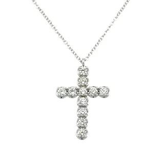 cubic zirconia tennis necklace White Gold Diamond Cross Necklace