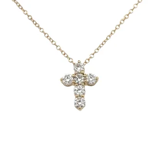 personalized couple’s bracelet engraved Yellow Gold Diamond Cross Necklace