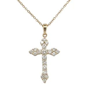 minimalist diamond stud earrings Yellow Gold Diamond Cross Necklace