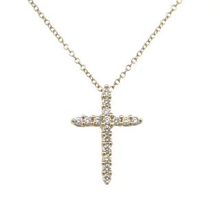 personalized initial ring stackable Yellow Gold Diamond Cross Necklace