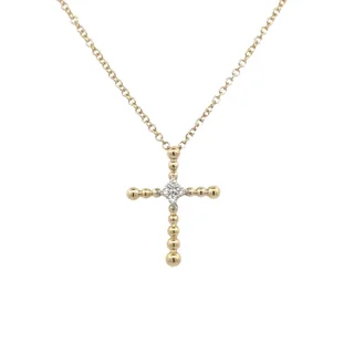 white gold necklace simple Yellow Gold Diamond Cross Necklace