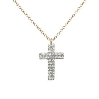 bold statement ring chunky Yellow Gold Diamond Cross Necklace