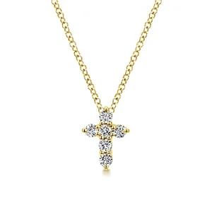 unique gemstone necklace handmade Yellow Gold Diamond Cross Necklace