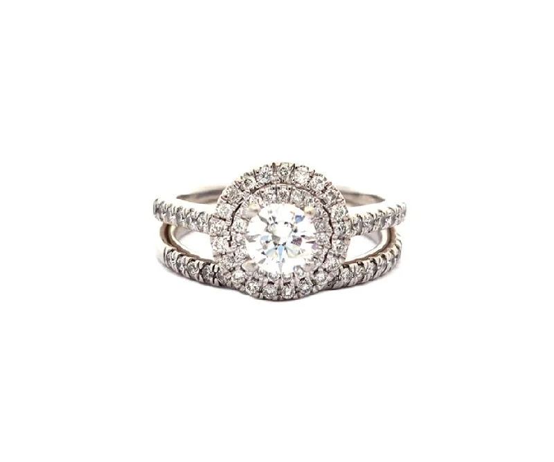 heart-shaped promise ring sterling silver 1.15ctw Round Diamond Double Halo Bridal Set in 14K heart-shaped promise ring sterling silver 1.15ctw Round Diamond Double Halo Bridal Set in 14K