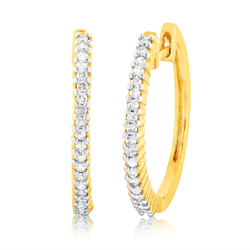 multi-gemstone eternity band 1/4 Carat Diamond Hoop Earrings in Gold Plated Silver