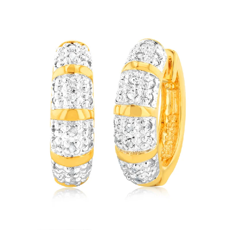 boho gold leaf ring 1/5 Carat Diamond Hoop Earrings in Gold Plated Silver